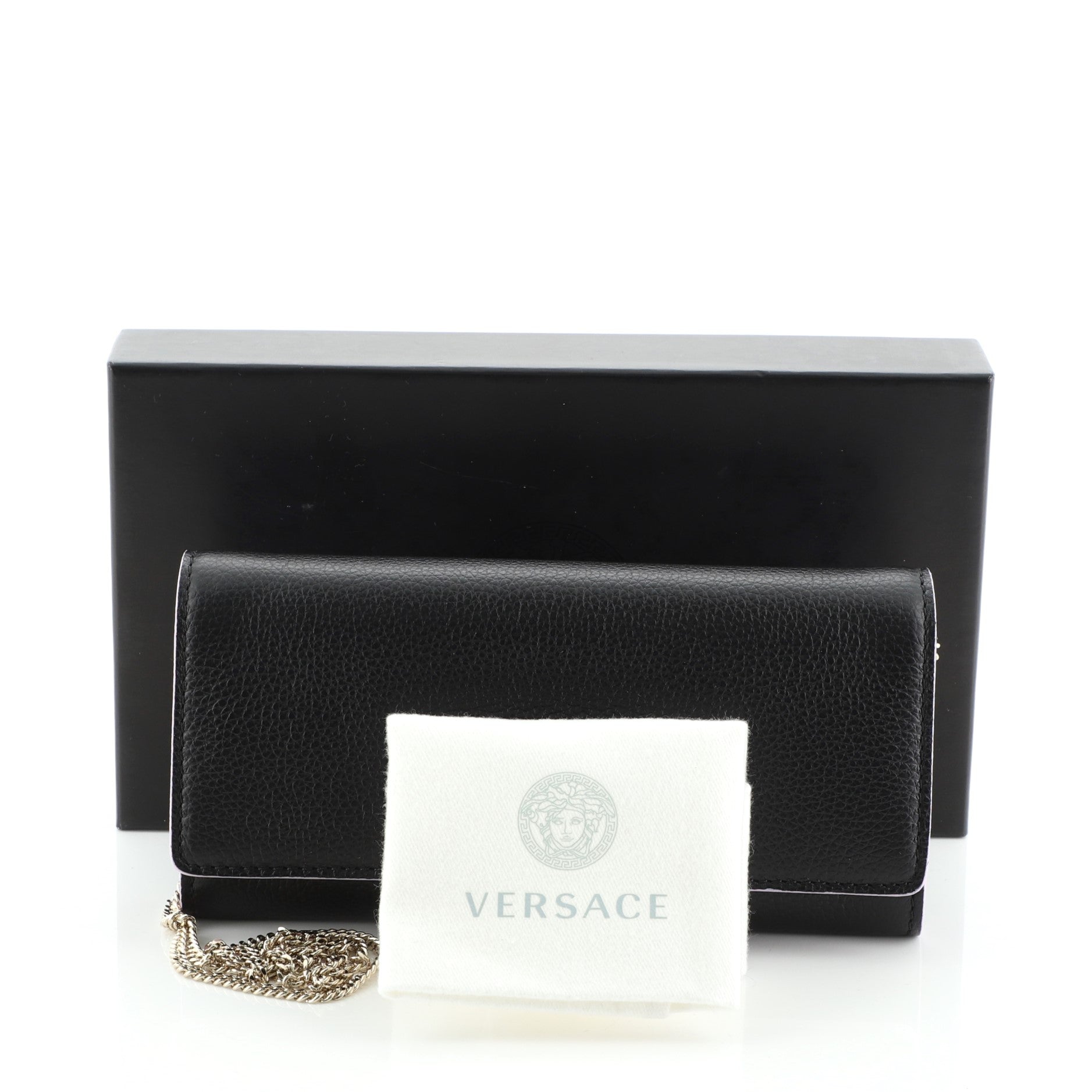 Palazzo Medusa Chain Clutch Leather Long