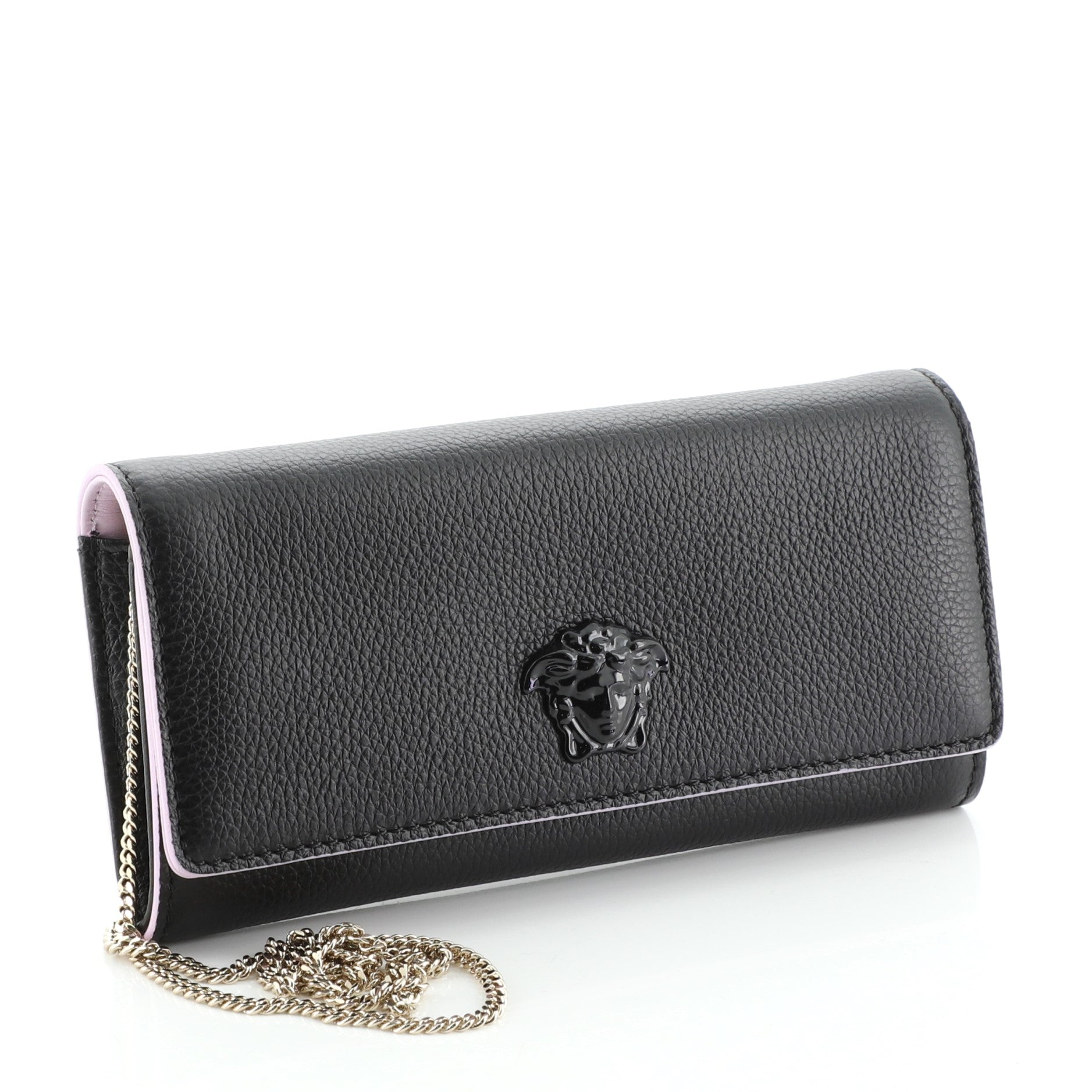 Palazzo Medusa Chain Clutch Leather Long