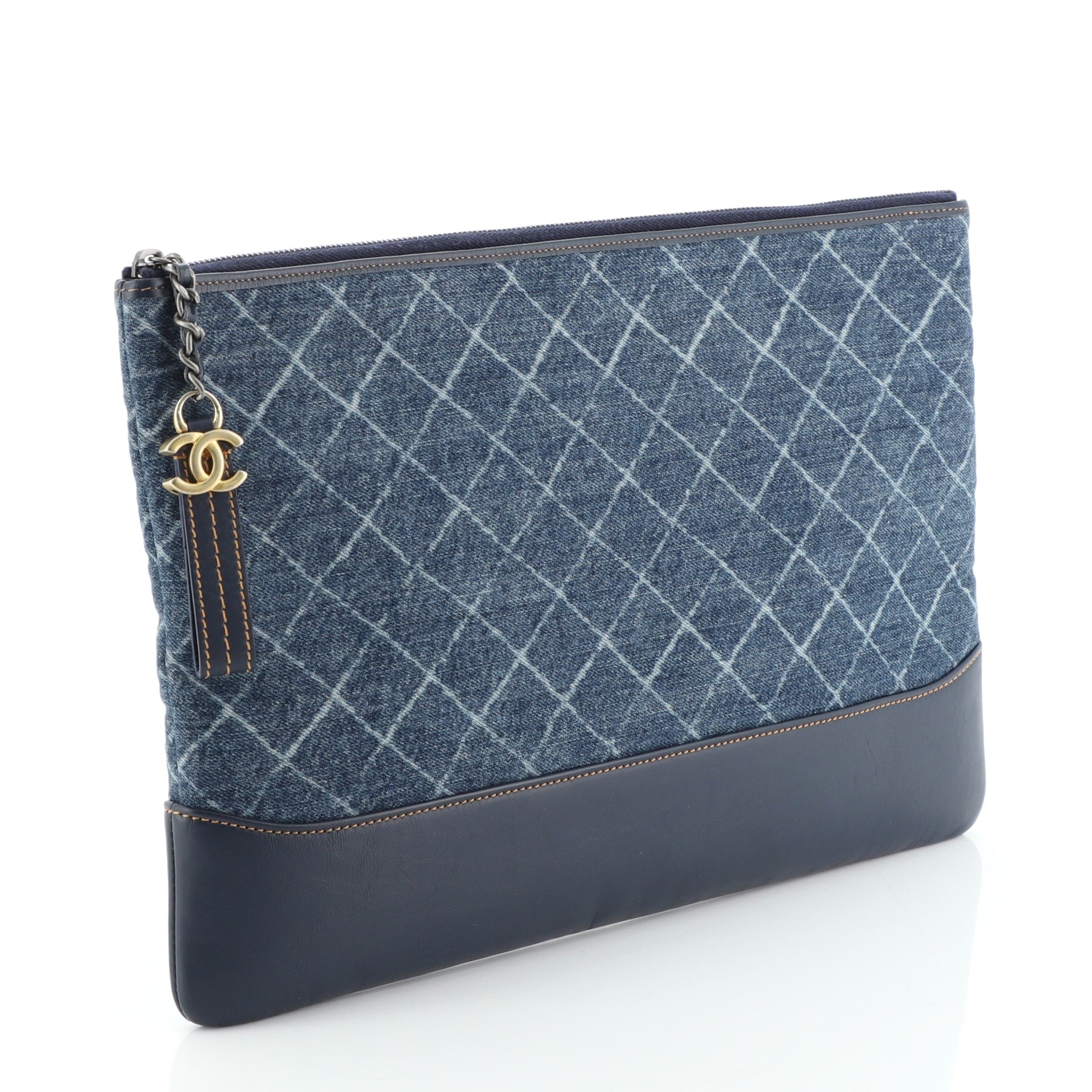 Gabrielle O Case Clutch Printed Denim Large