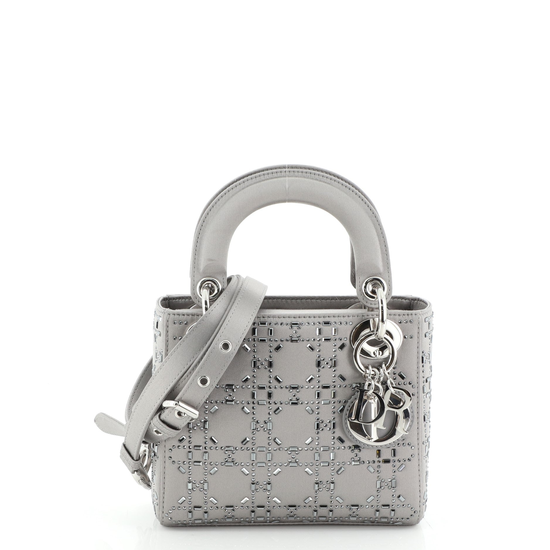 Lady Dior Bag Crystal Embellished Cannage Quilt Satin Mini