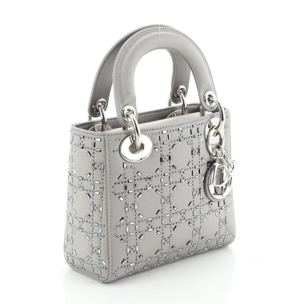 Lady Dior Bag Crystal Embellished Cannage Quilt Satin Mini