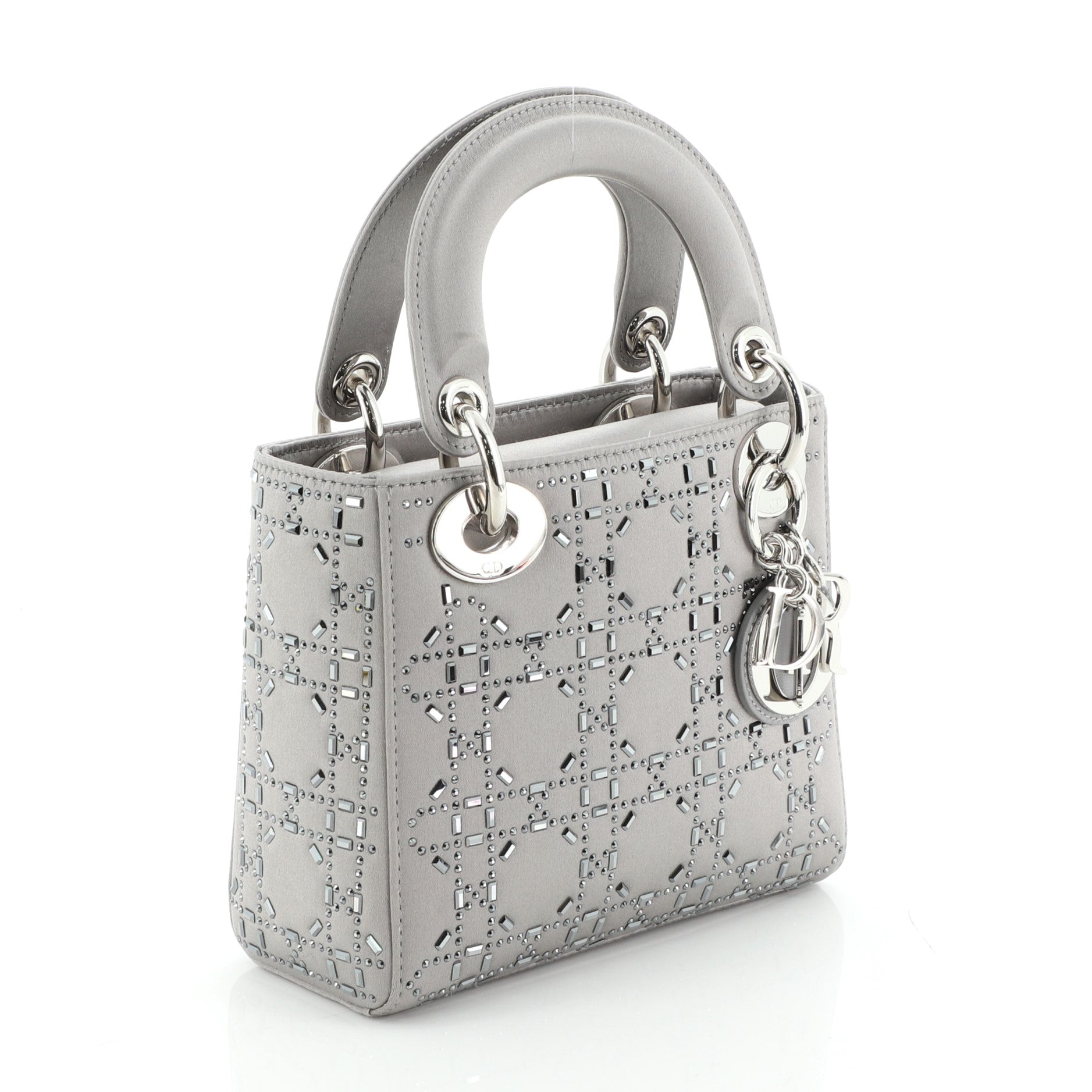 Lady Dior Bag Crystal Embellished Cannage Quilt Satin Mini