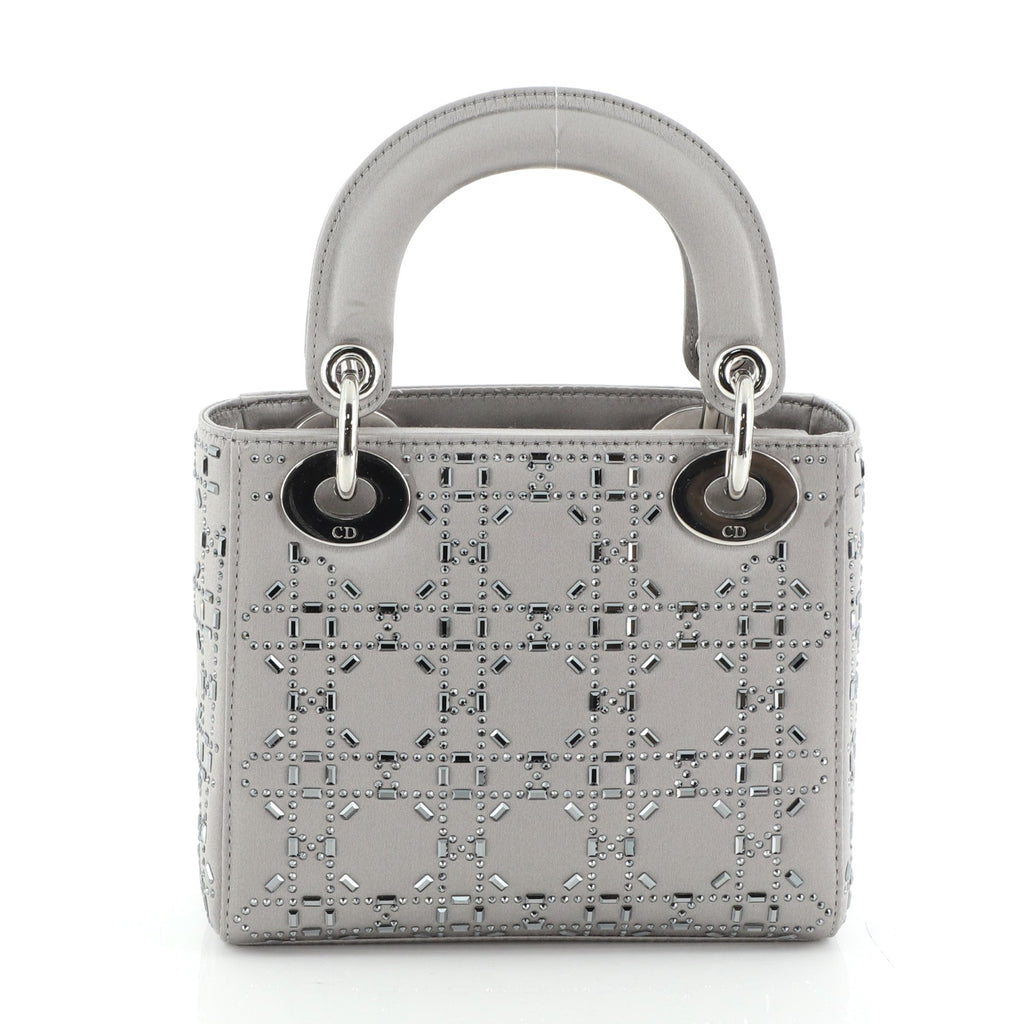 Lady Dior Bag Crystal Embellished Cannage Quilt Satin Mini