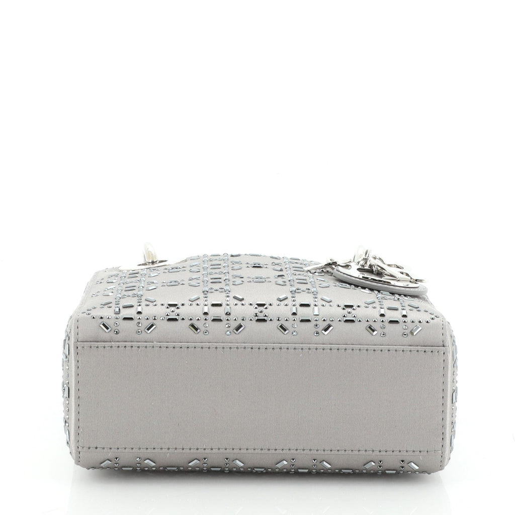 Lady Dior Bag Crystal Embellished Cannage Quilt Satin Mini
