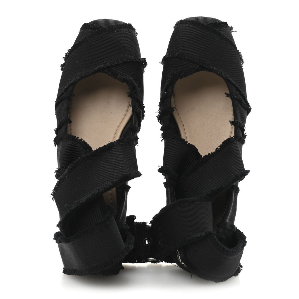 Grosgrain Fringe Songe Ballet Flats 38 Black