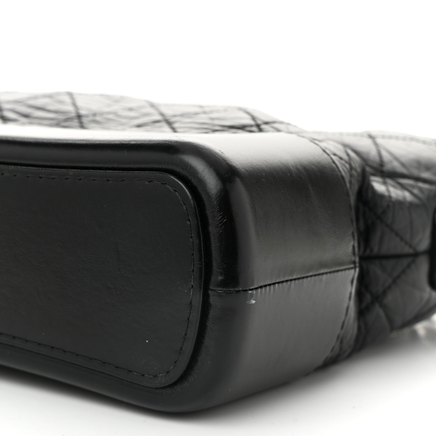 Aged Calfskin Quilted Small Gabrielle Logo Hobo Black