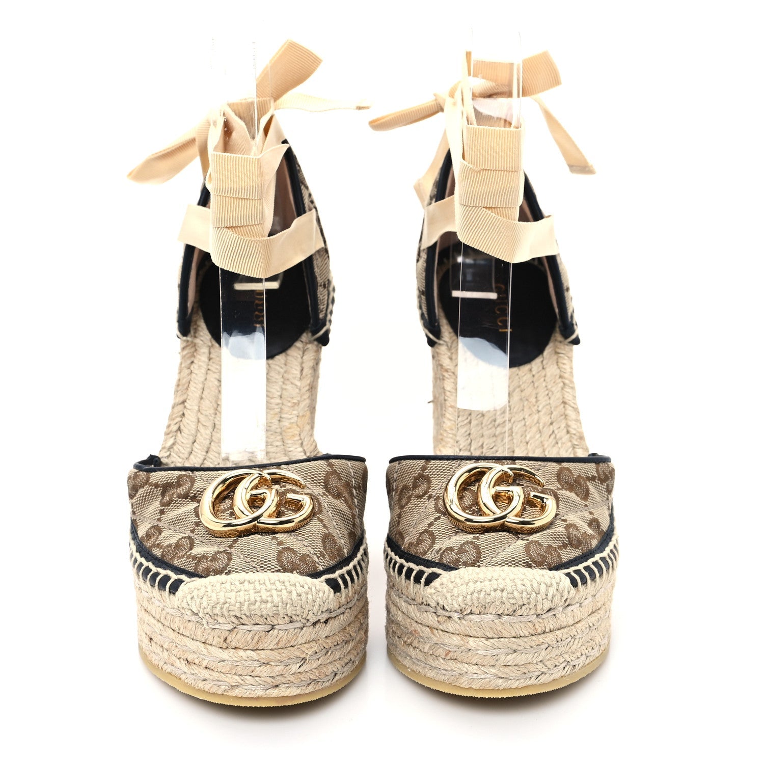 Monogram Matelasse GG Marmont Ankle Wrap Platform 35/120mm Espadrille Wedges 35 Beige Ebony Black Sand Storm