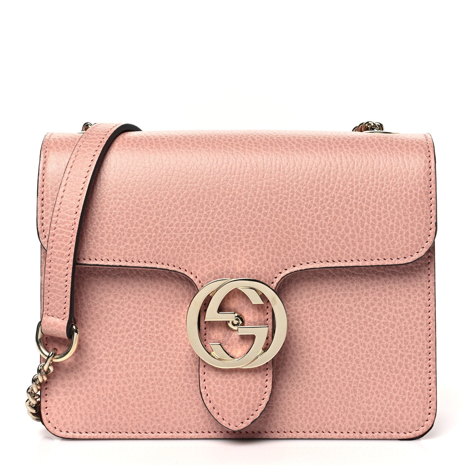 Dollar Calfskin Small Interlocking G Shoulder Bag Soft Pink
