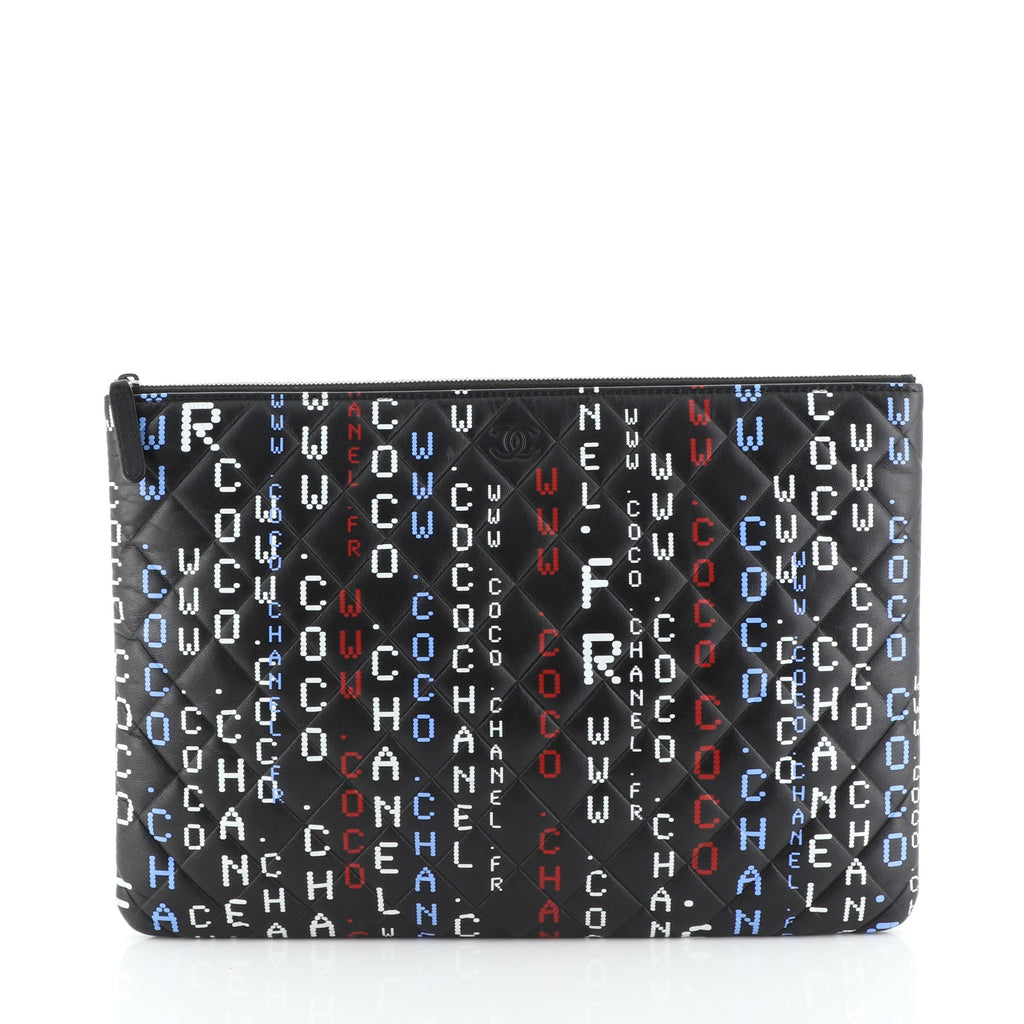Data Center O Case Clutch Quilted Printed Lambskin Large