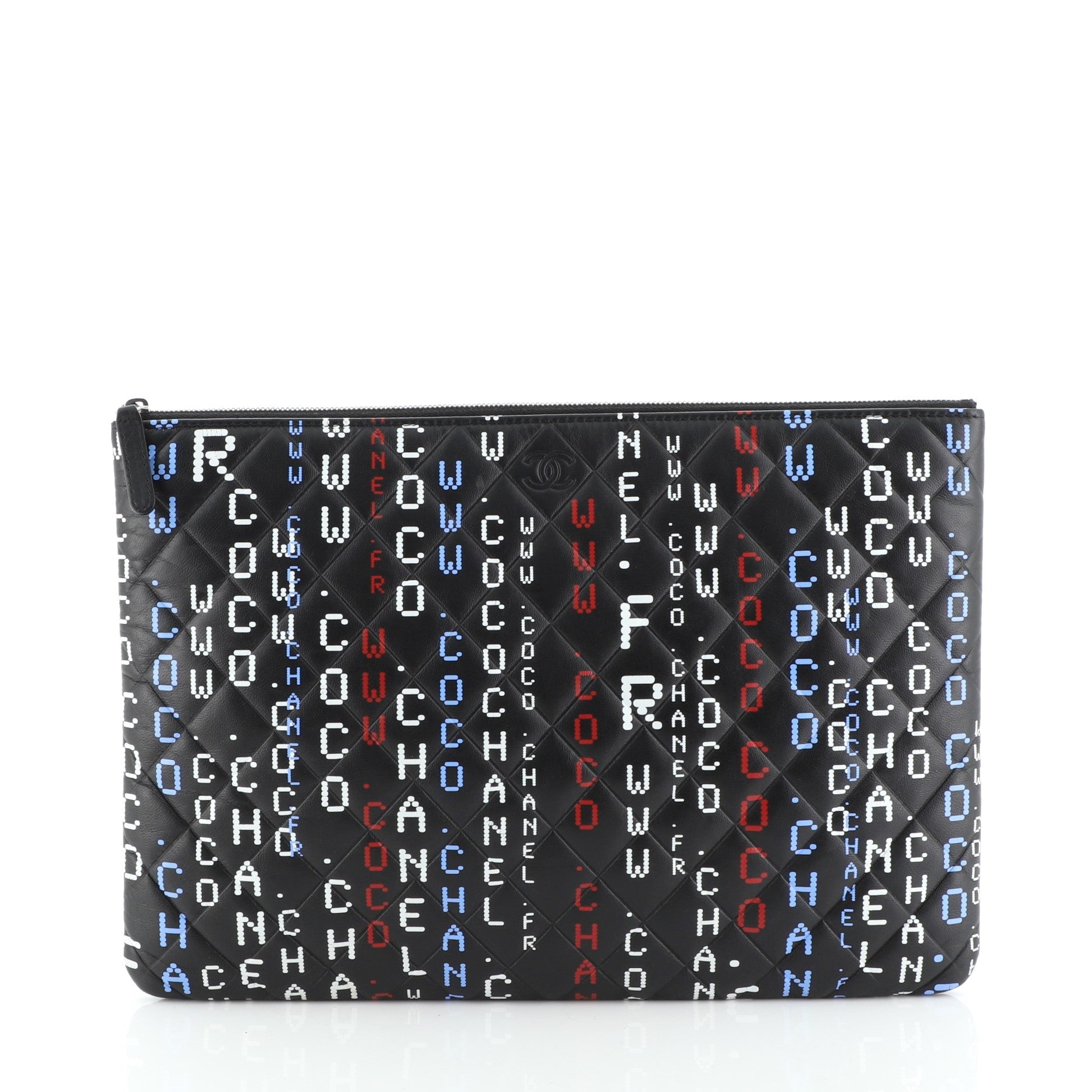 Data Center O Case Clutch Quilted Printed Lambskin Large