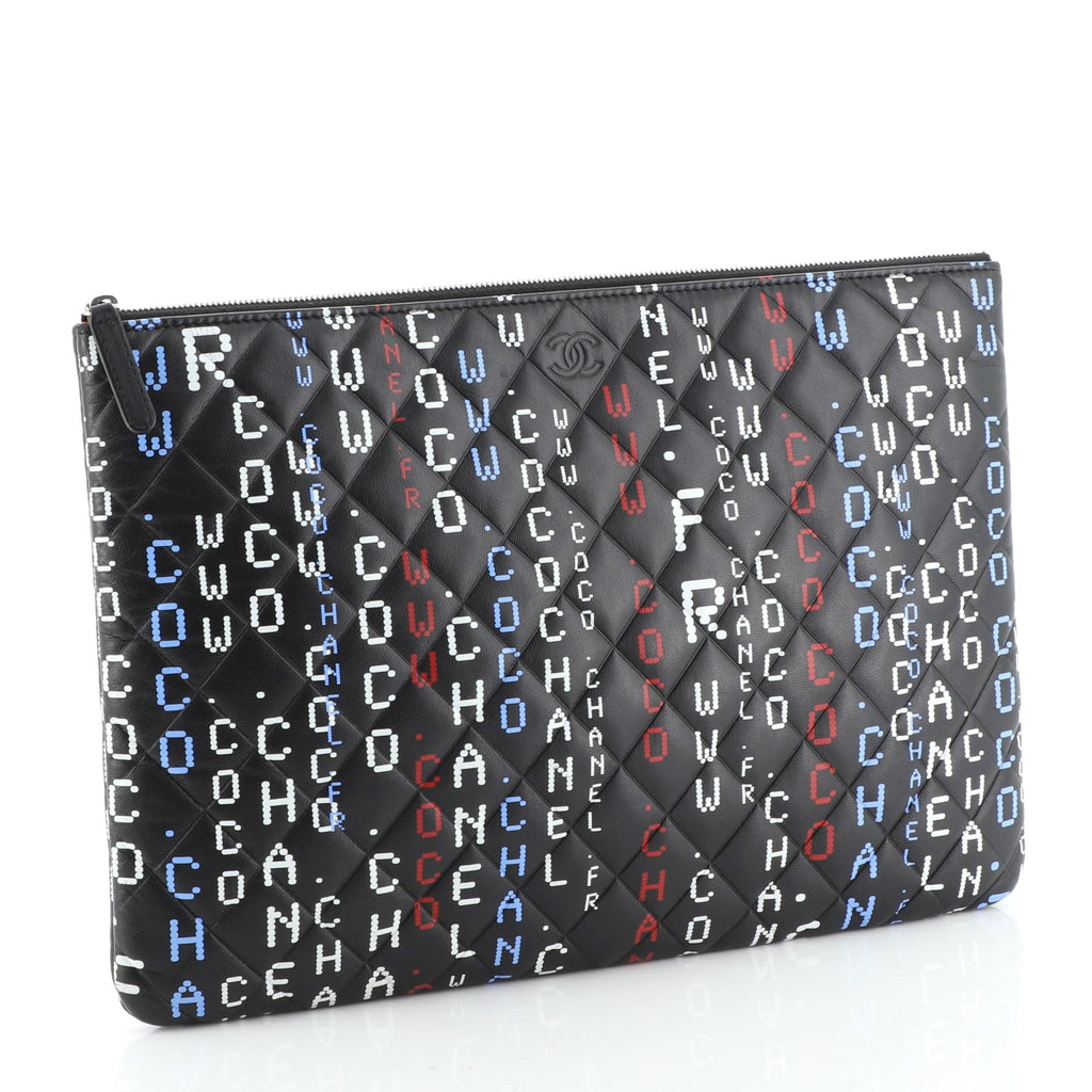 Data Center O Case Clutch Quilted Printed Lambskin Large