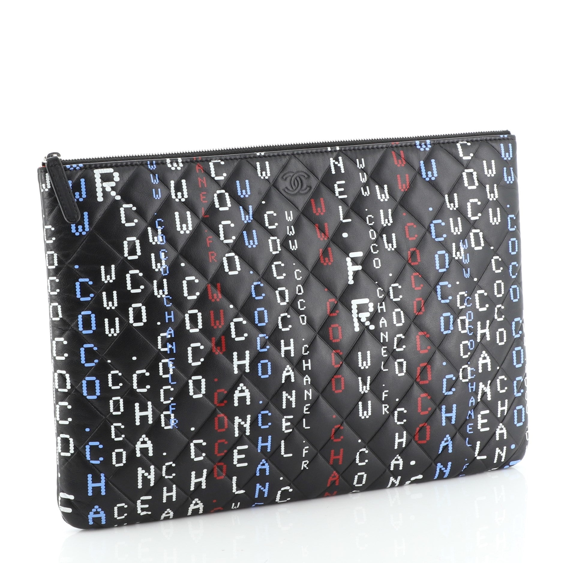 Data Center O Case Clutch Quilted Printed Lambskin Large