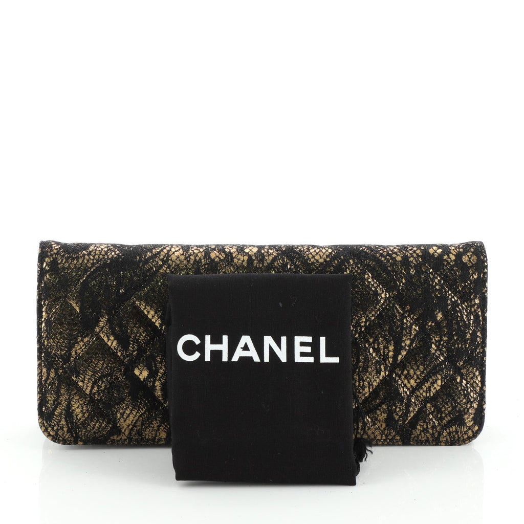 CC Full Flap Clutch Quilted Lace Motif Goatskin Medium
