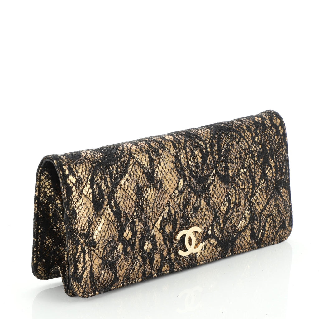 CC Full Flap Clutch Quilted Lace Motif Goatskin Medium