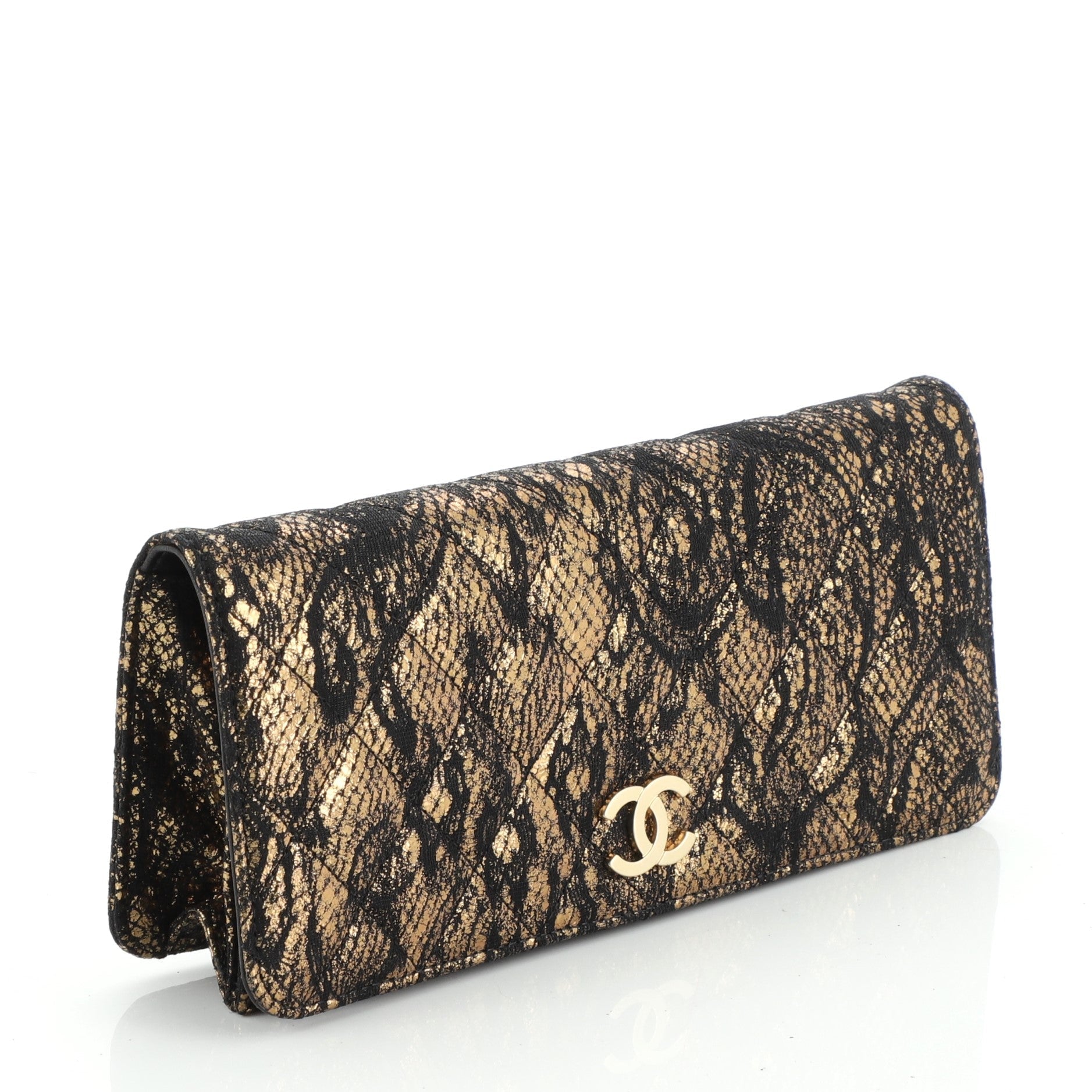 CC Full Flap Clutch Quilted Lace Motif Goatskin Medium