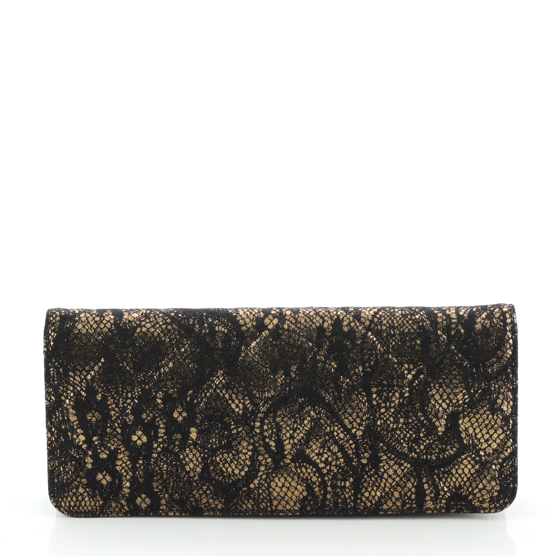 CC Full Flap Clutch Quilted Lace Motif Goatskin Medium