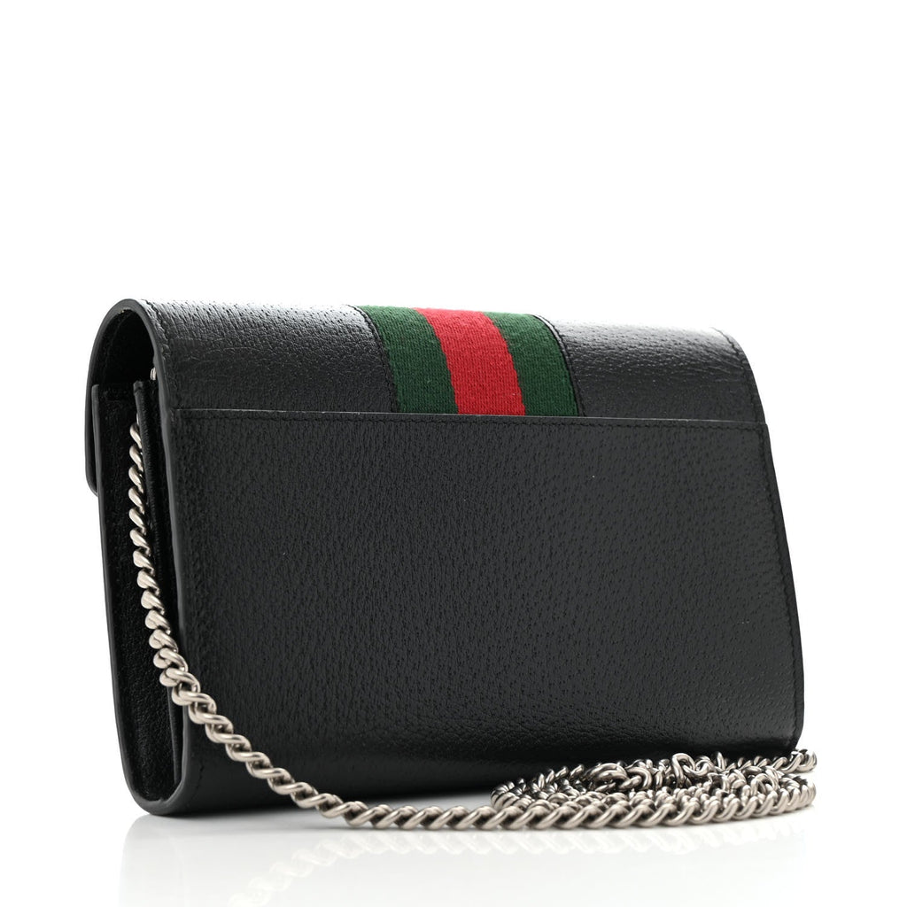 Calfskin Web Mini Dionysus Chain Wallet Black