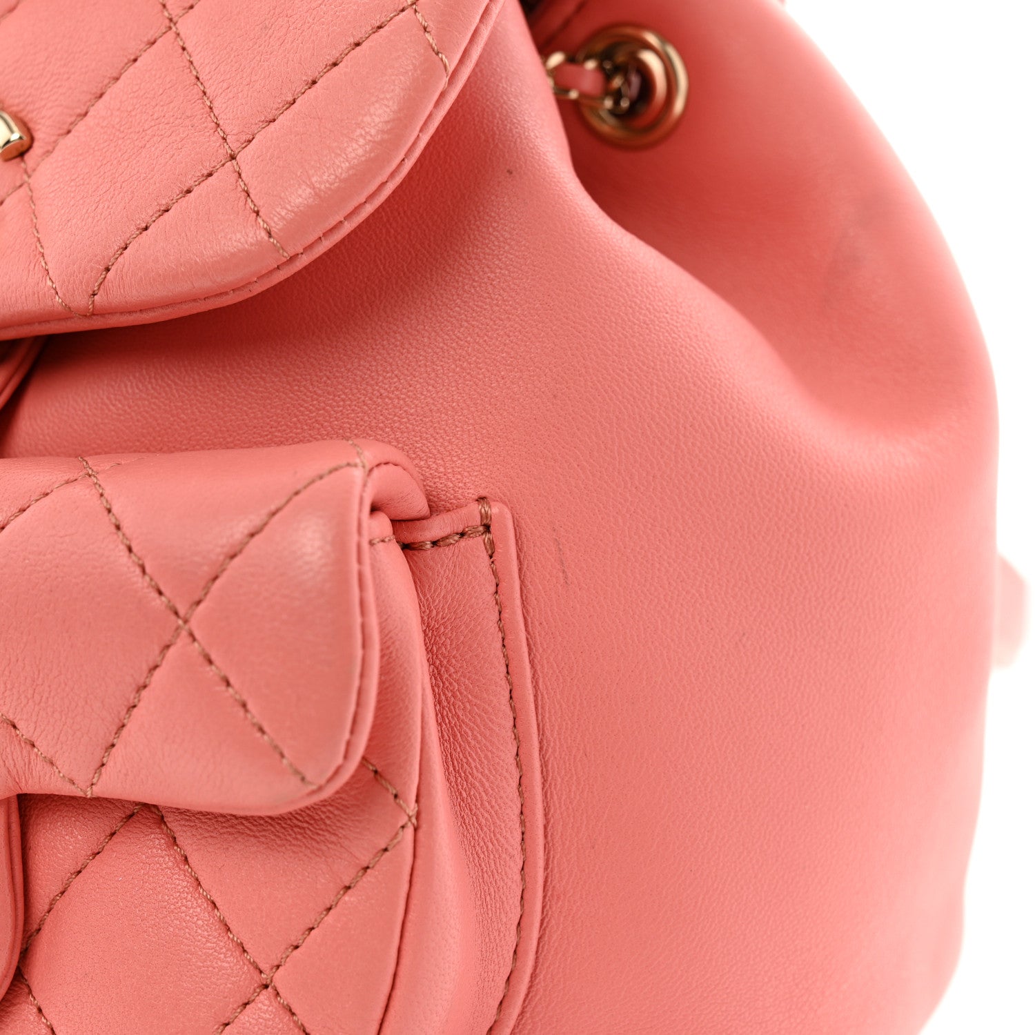 Lambskin Quilted Small Duma Drawstring Backpack Pink