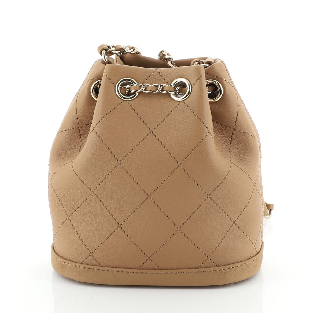 CC Drawstring Bucket Bag Quilted Calfskin Mini