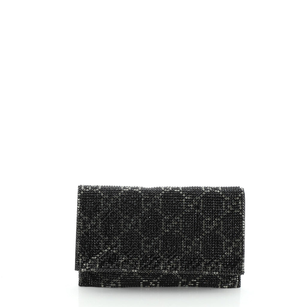 Flap Clutch Crystal Embellished Satin