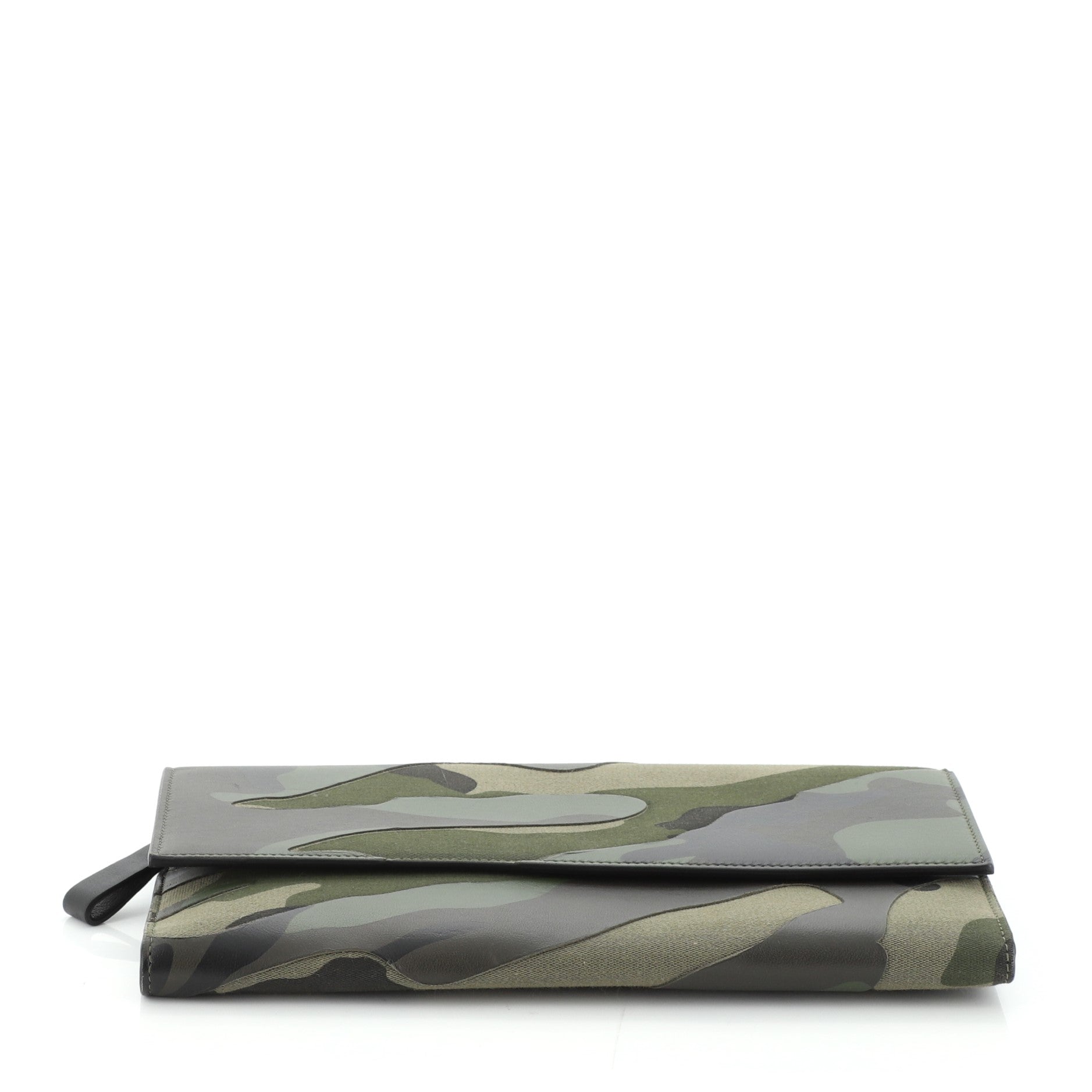 Flap Clutch Camo Leather and Canvas