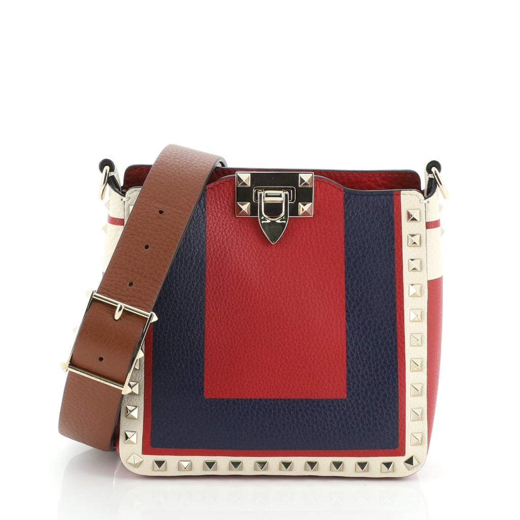 Rockstud Flip Lock Messenger Bag Leather Mini