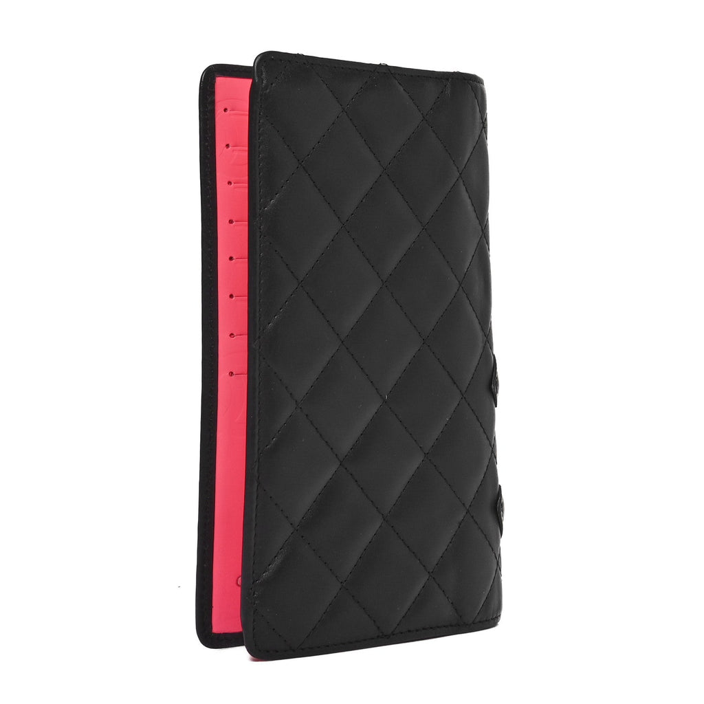 Calfskin Quilted Cambon Yen Wallet Black