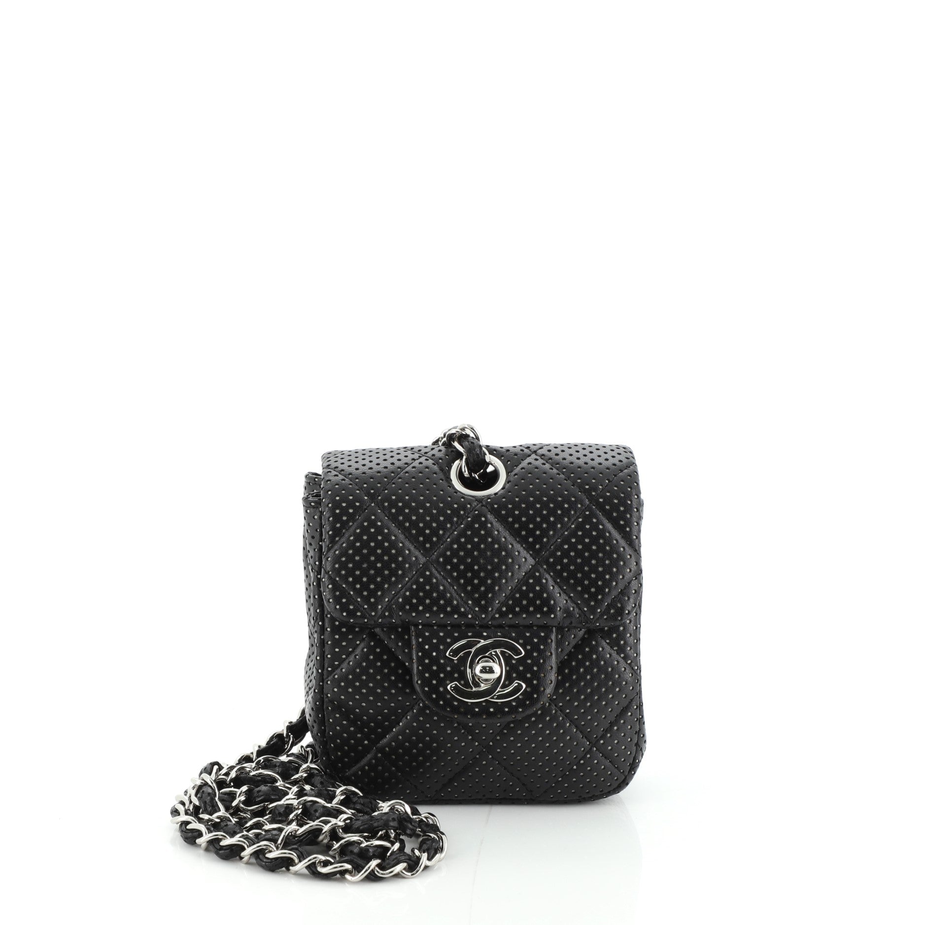 Vintage Flap Crossbody Bag Quilted Perforated Lambskin Mini