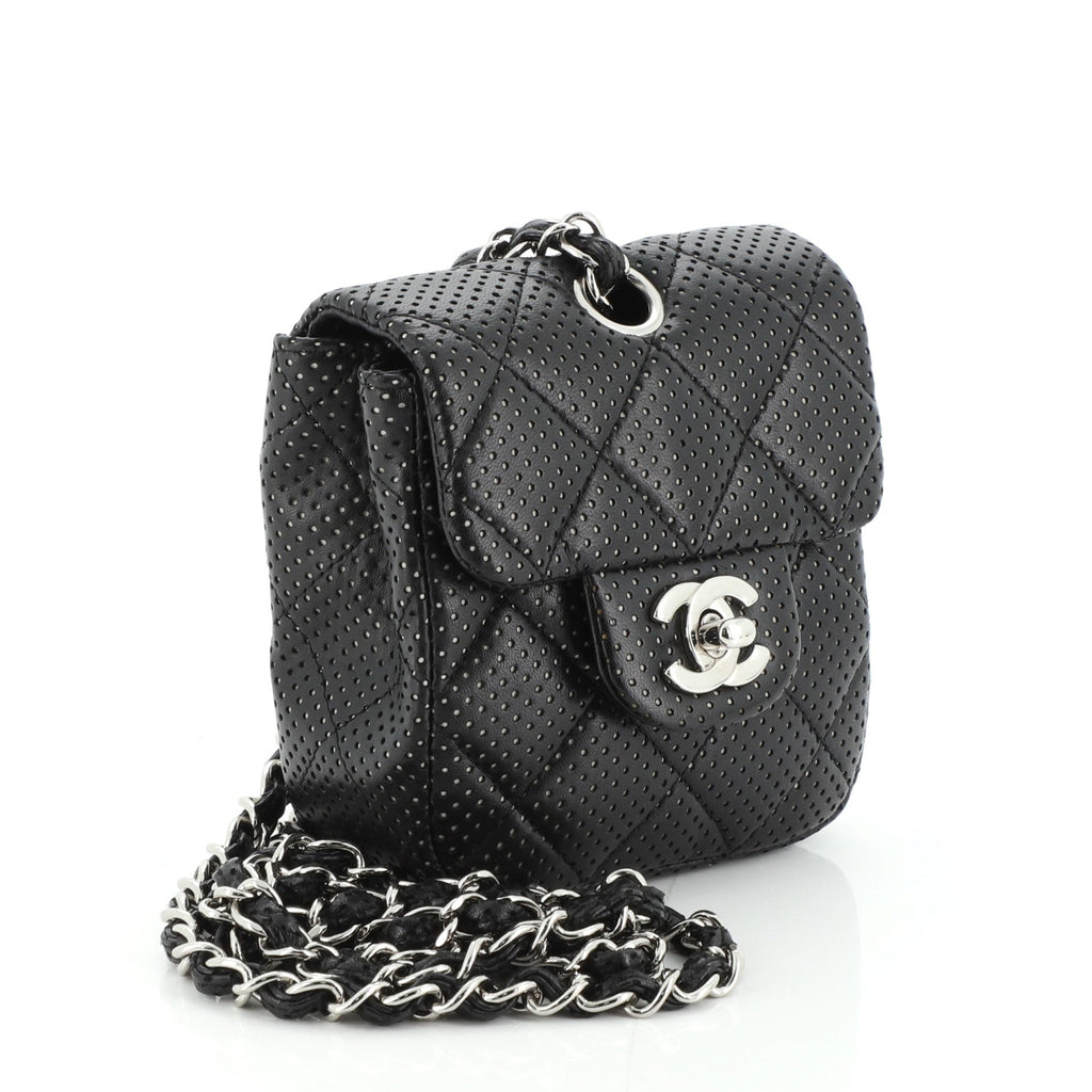 Vintage Flap Crossbody Bag Quilted Perforated Lambskin Mini