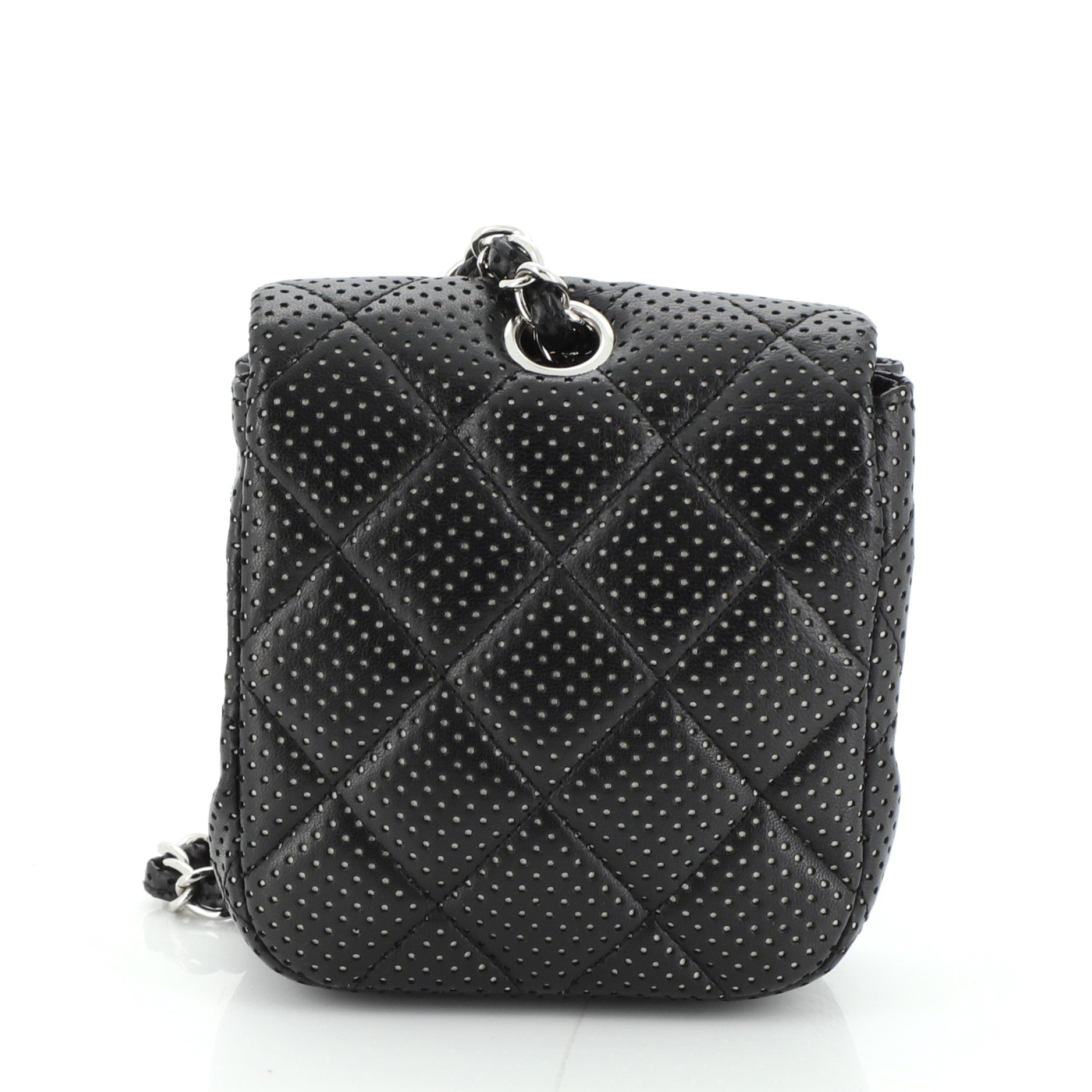 Vintage Flap Crossbody Bag Quilted Perforated Lambskin Mini