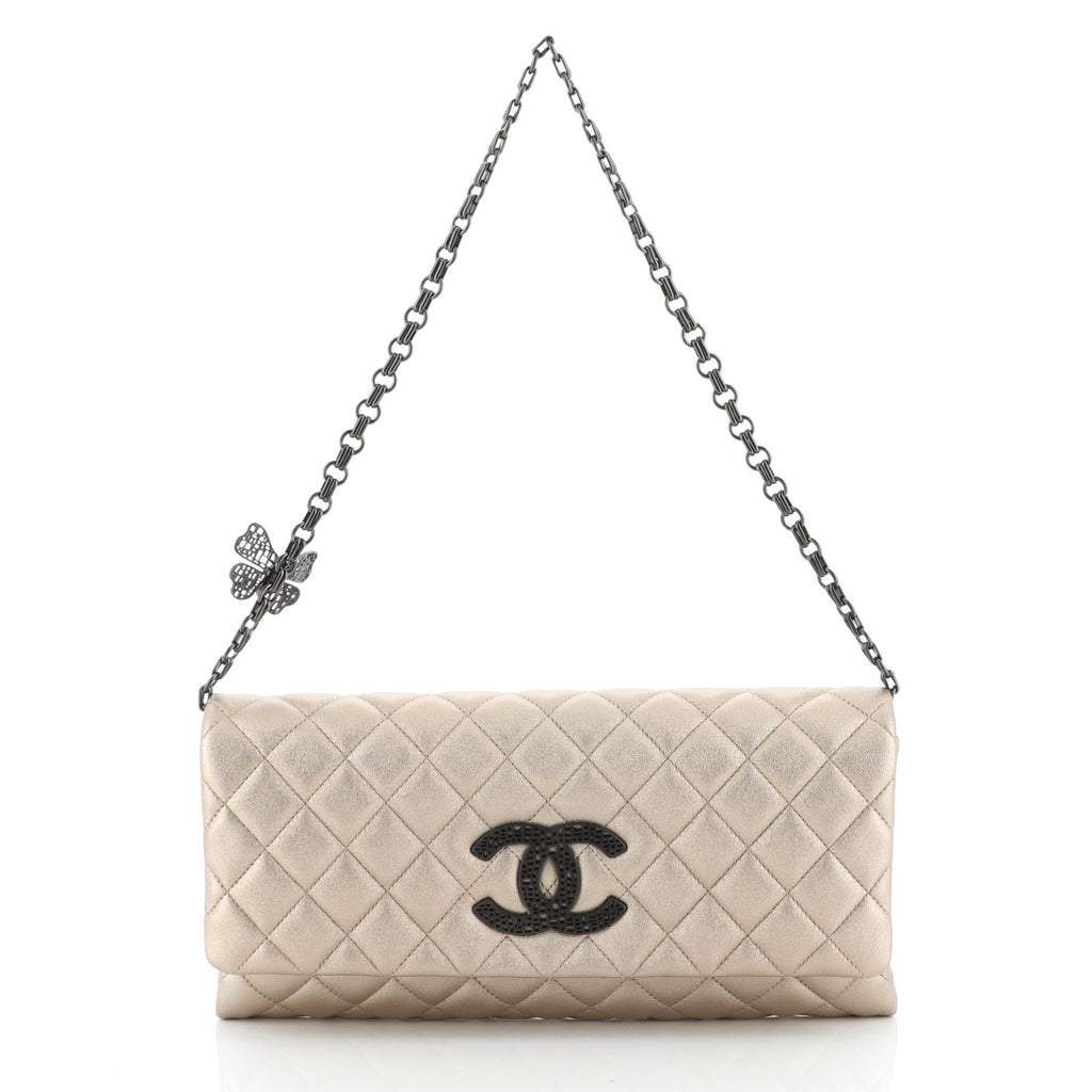 Butterfly Chain Clutch Quilted Lambskin