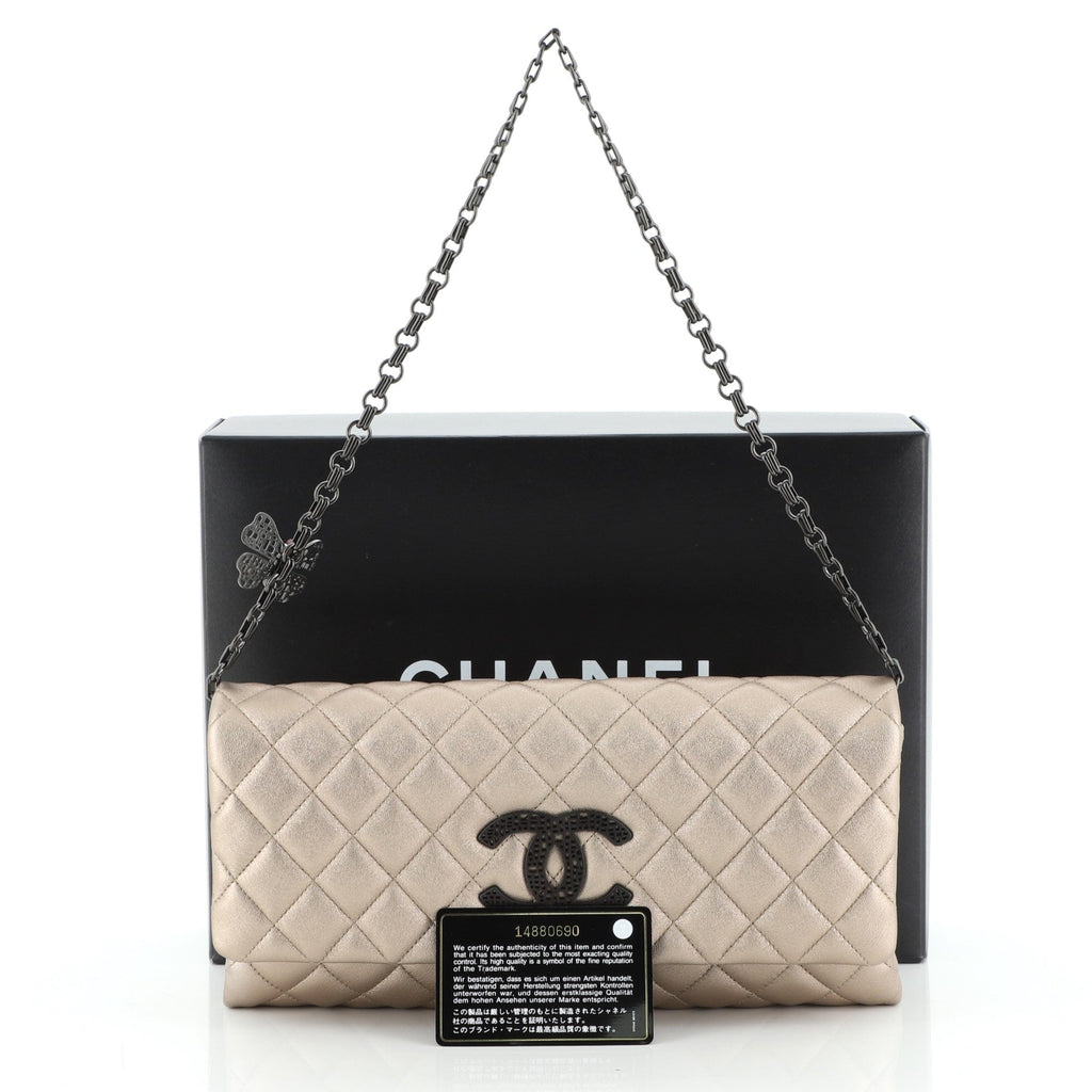 Butterfly Chain Clutch Quilted Lambskin