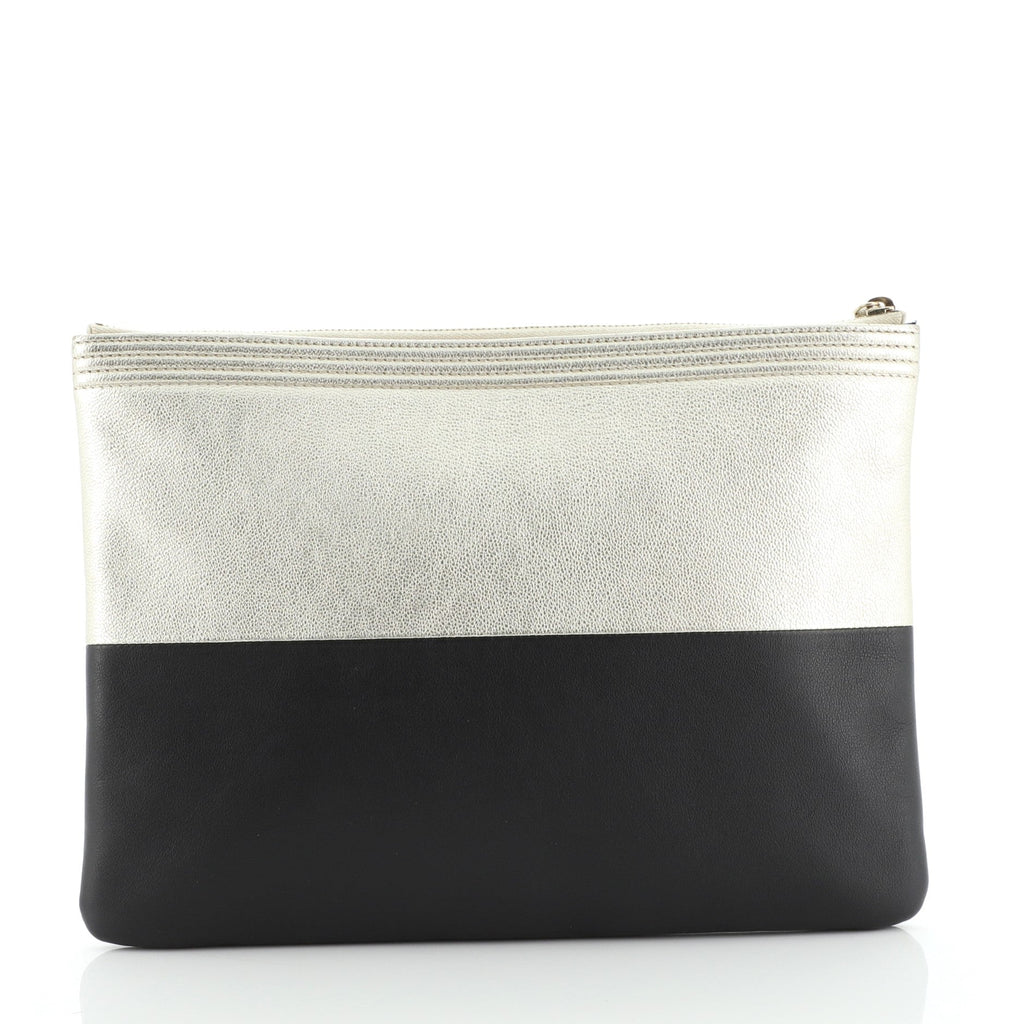 Bicolor Boy O Case Clutch Metallic Goatskin and Calfskin Medium