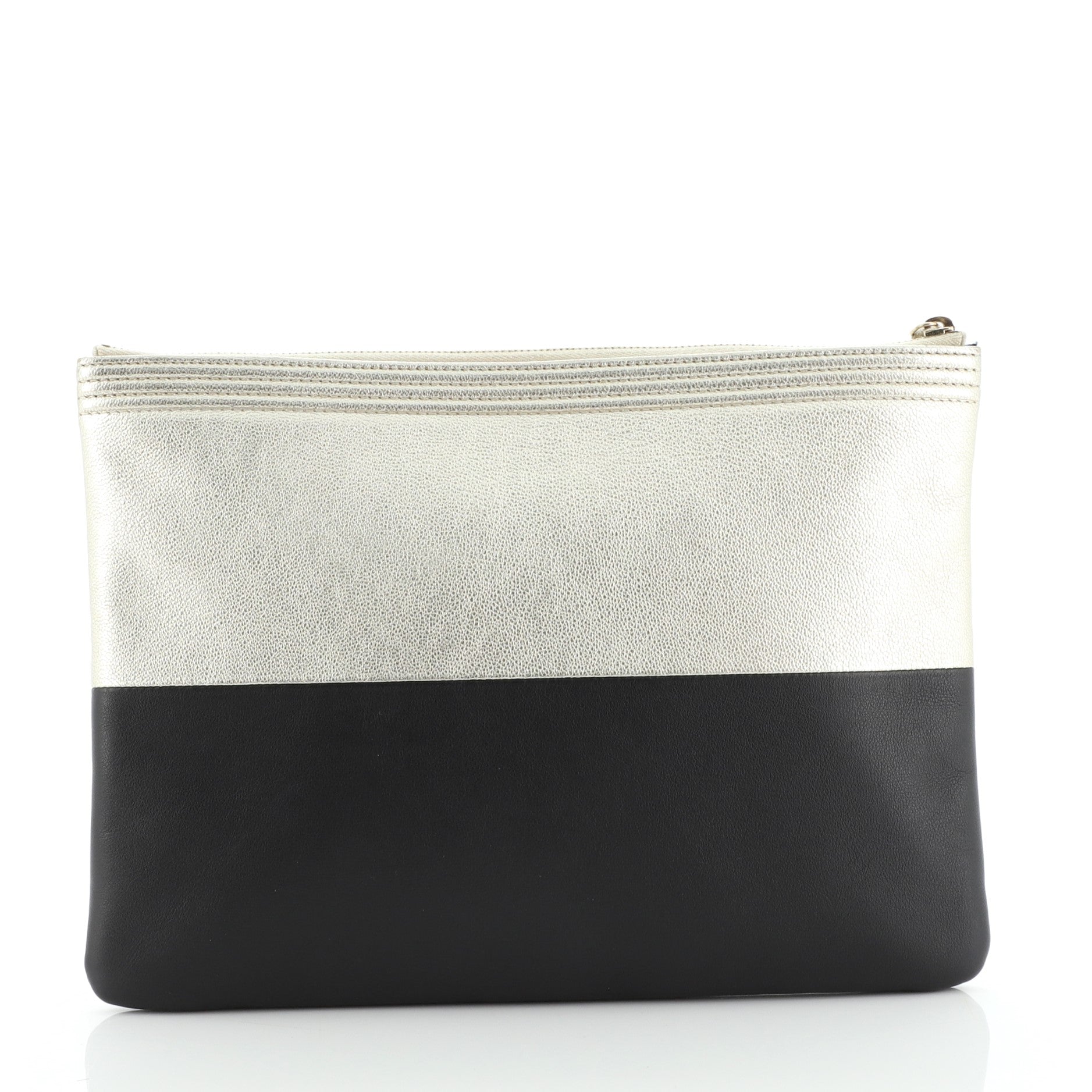 Bicolor Boy O Case Clutch Metallic Goatskin and Calfskin Medium