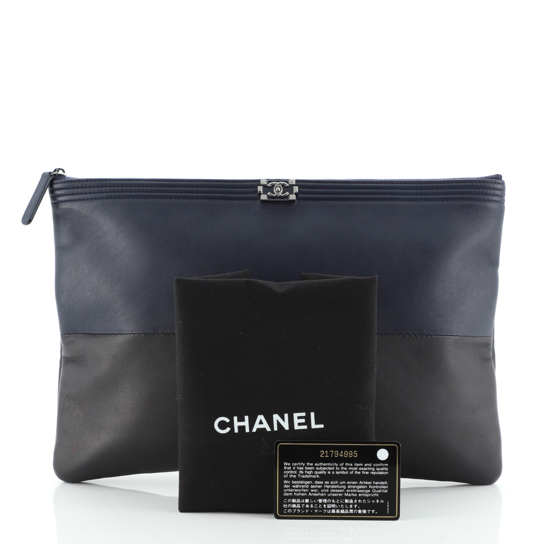Bicolor Boy O Case Clutch Metallic Goatskin and Calfskin Large
