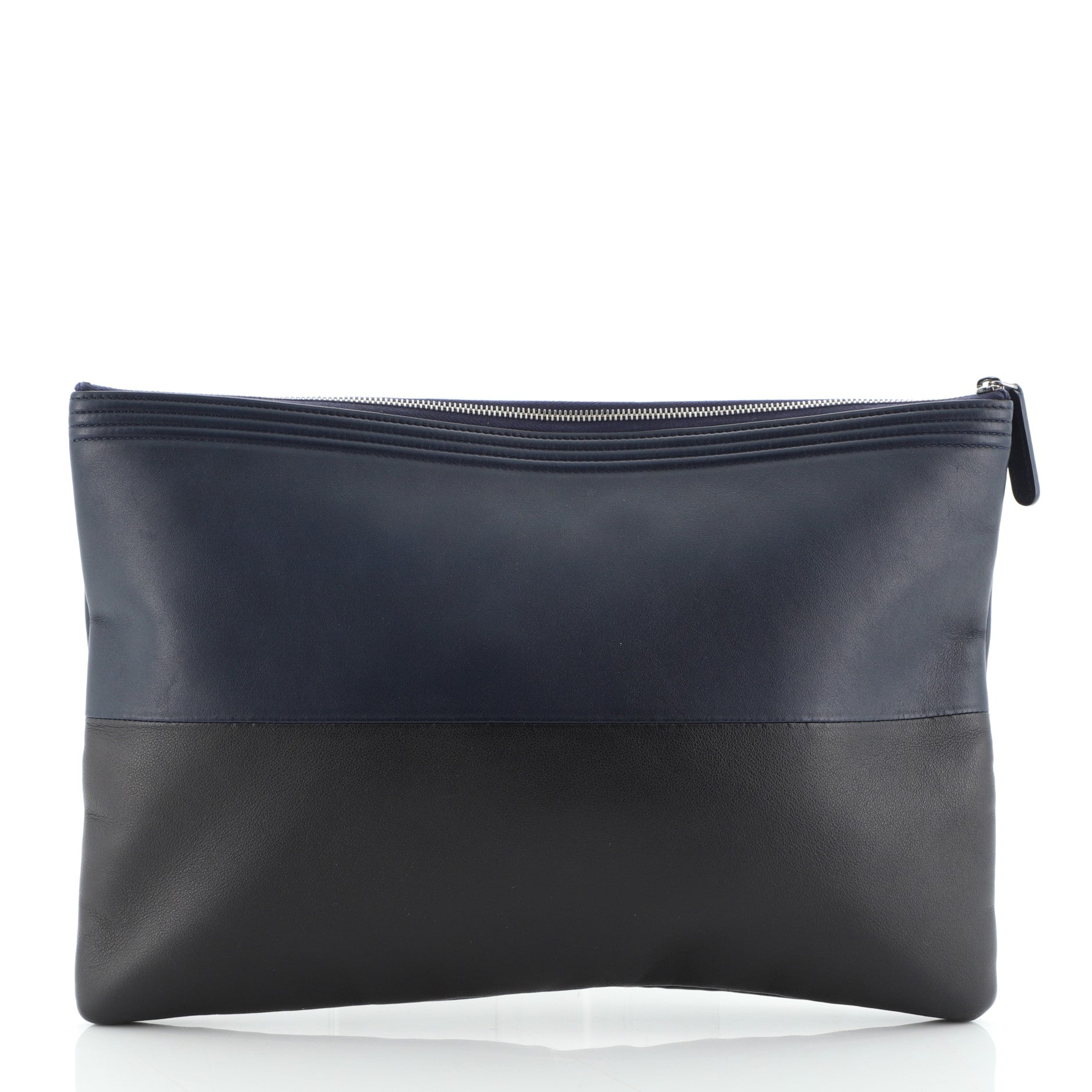 Bicolor Boy O Case Clutch Metallic Goatskin and Calfskin Large