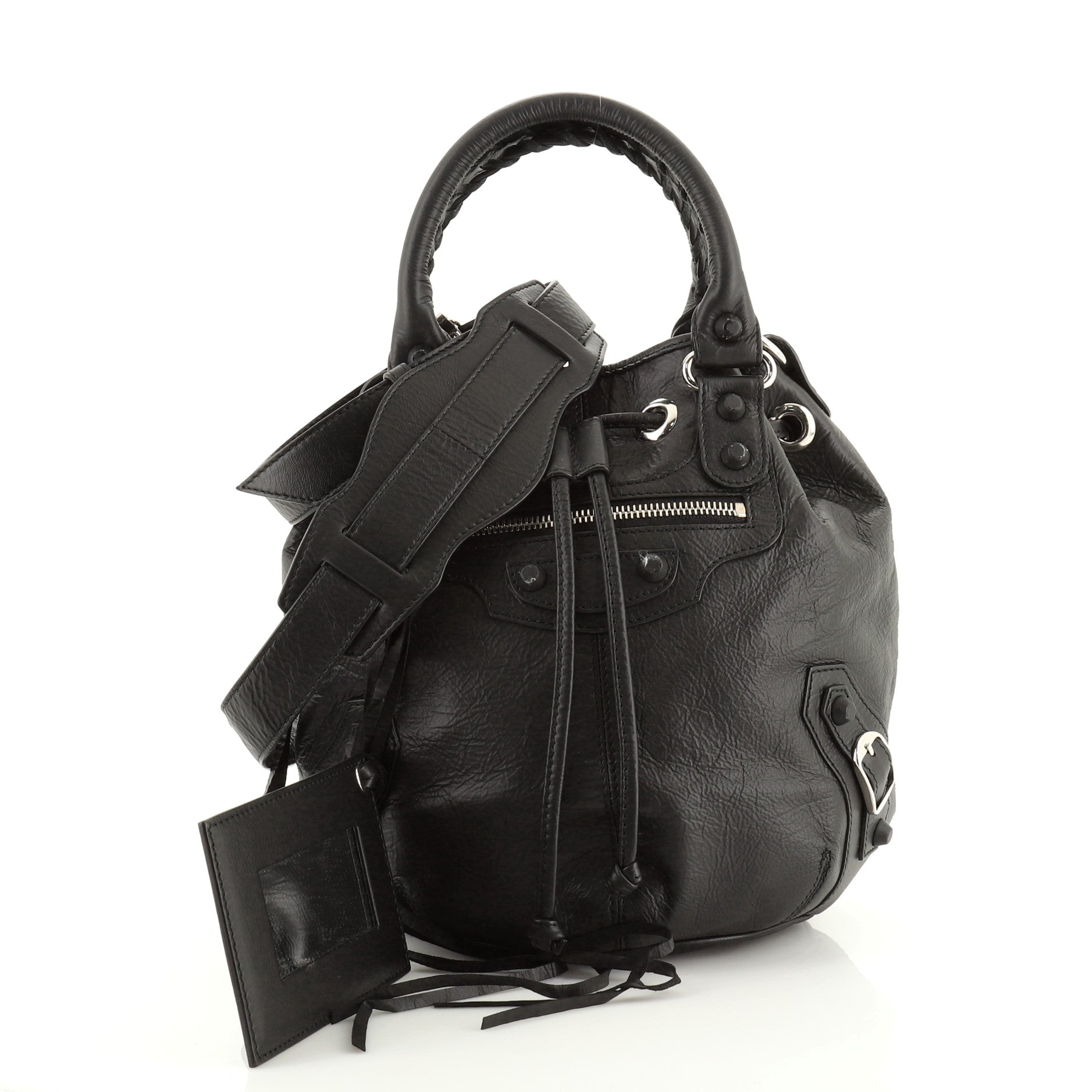 Holiday Pom Pon Rubber Studs Bag Leather Mini