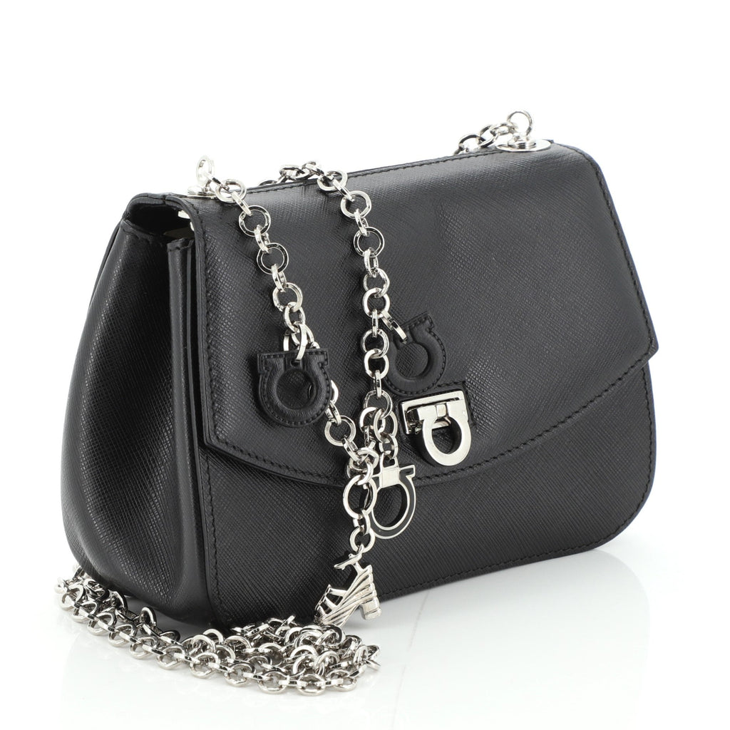 Charm Chain Gancio Flap Bag Leather Mini