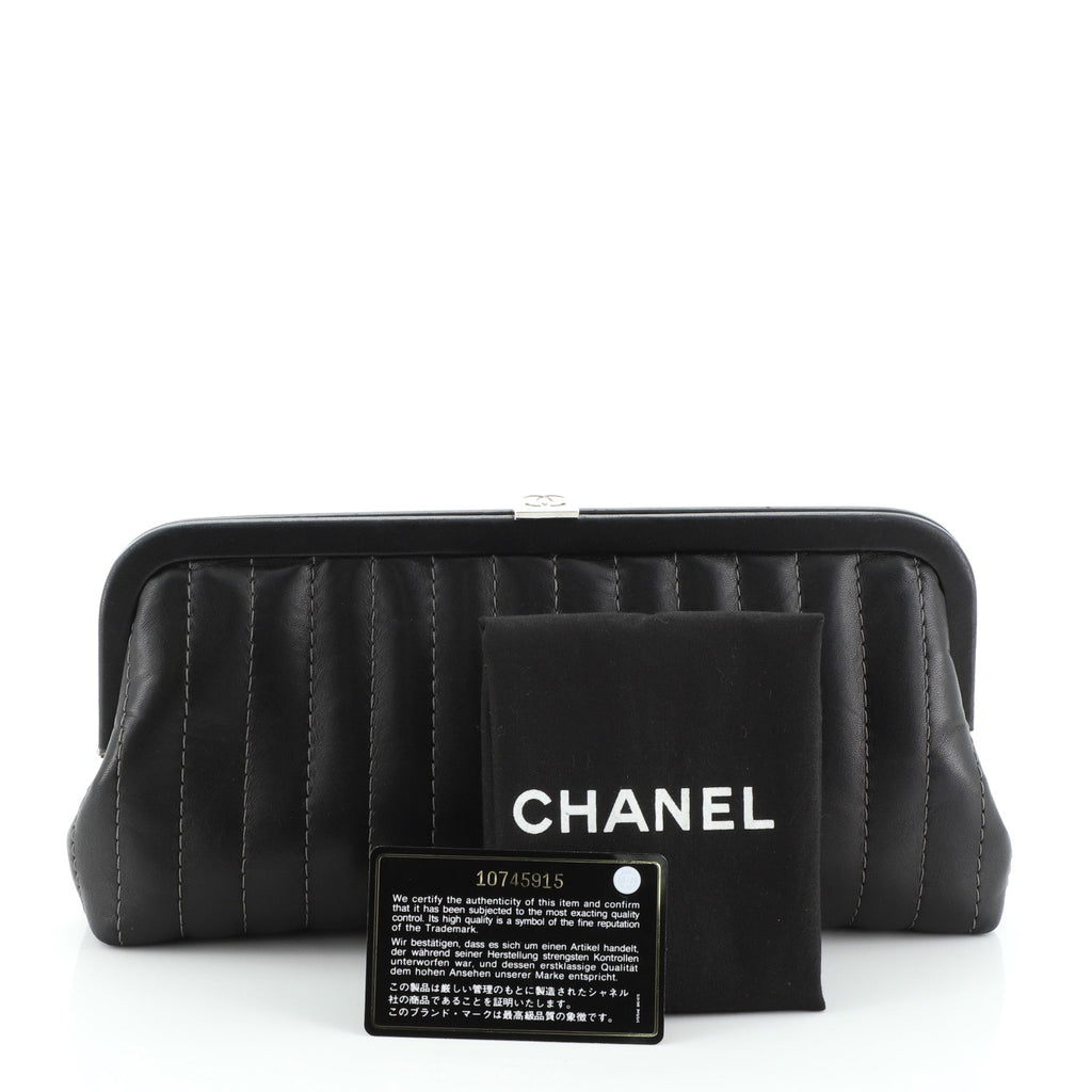 Mademoiselle Clutch Vertical Quilted Lambskin