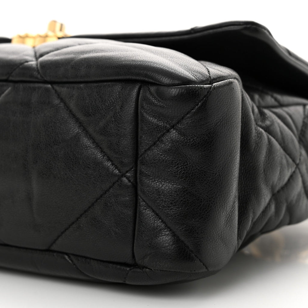 Goatskin Quilted Large Chanel 19 Flap Black