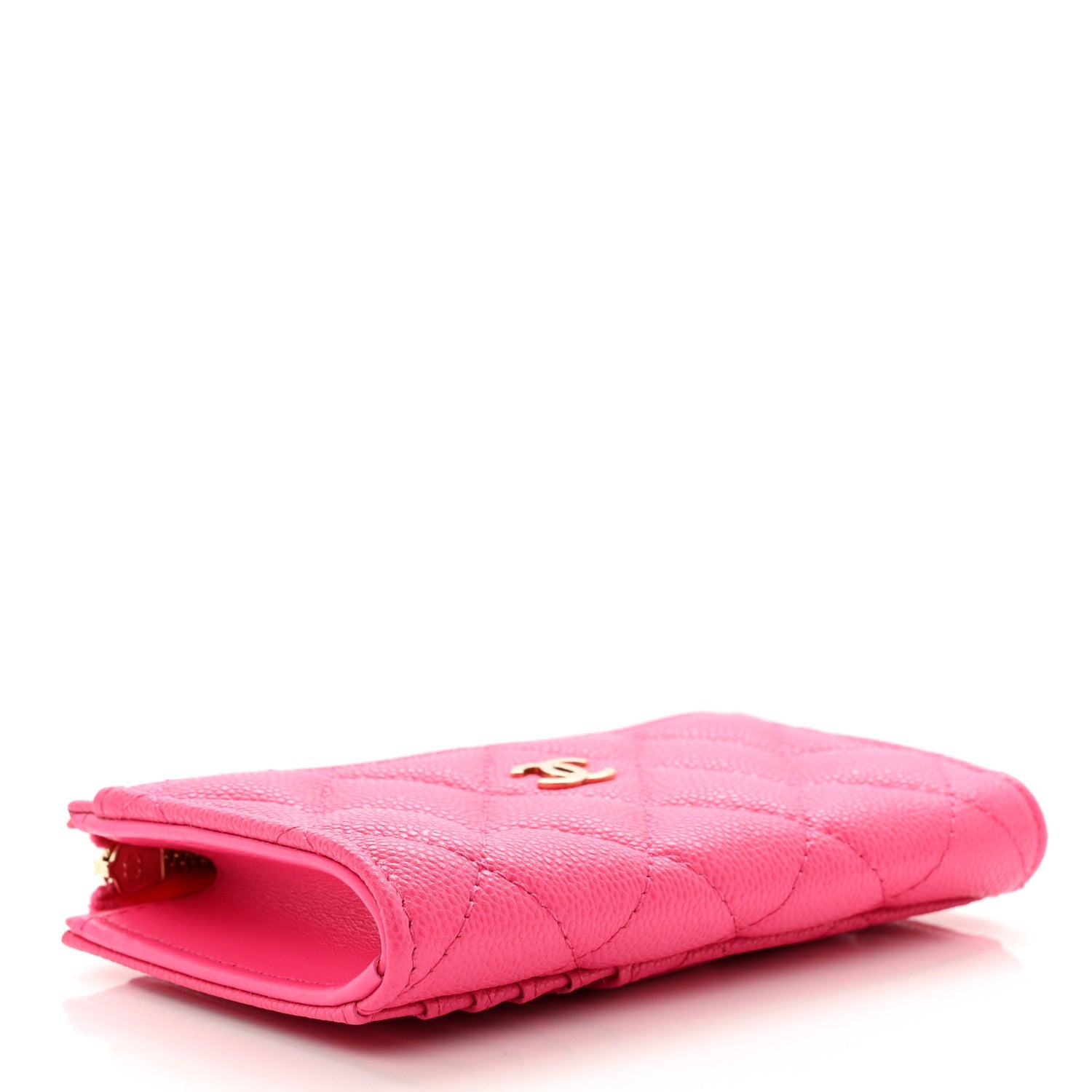 Caviar Quilted CC Zip Around  Holder Pink