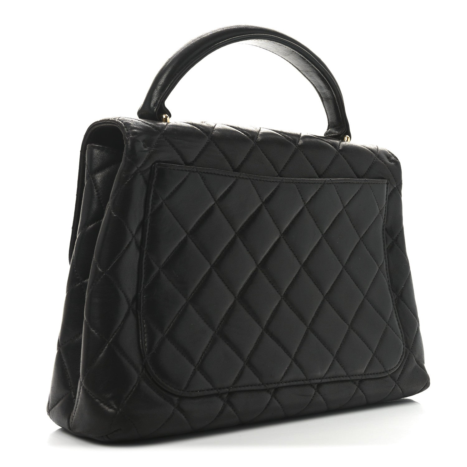 Lambskin Quilted Medium Kelly Flap Bag Black
