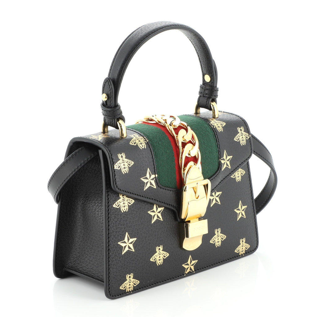 Sylvie Top Handle Bag Printed Leather Mini