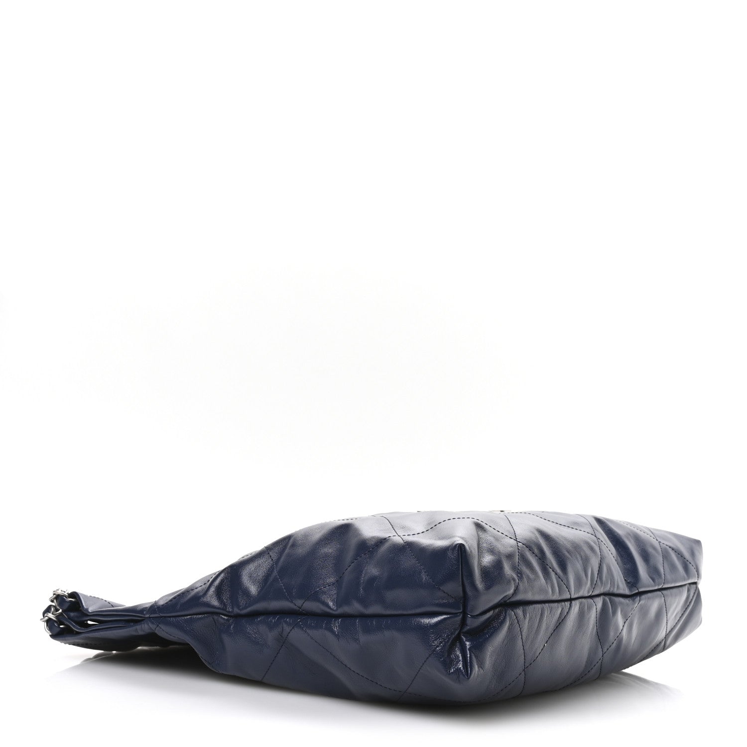 Shiny Calfskin Quilted Chanel 22 Navy Blue