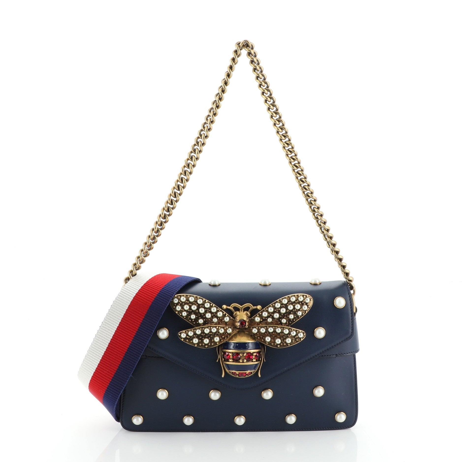 Broadway Pearly Bee Shoulder Bag Embellished Leather Mini