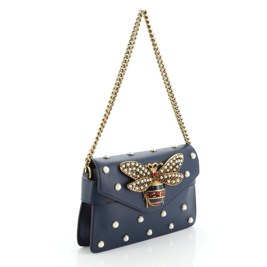 Broadway Pearly Bee Shoulder Bag Embellished Leather Mini