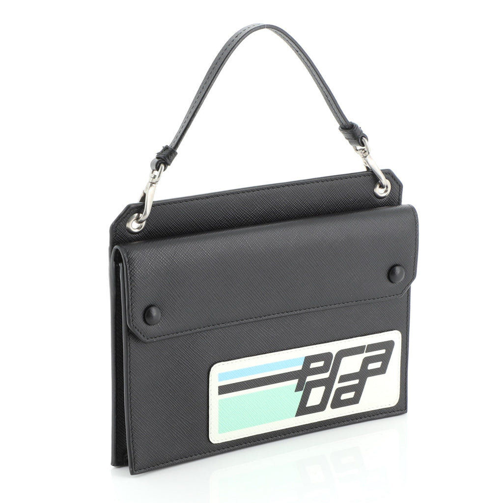 Logo Patch Crossbody Bag Saffiano Leather Mini