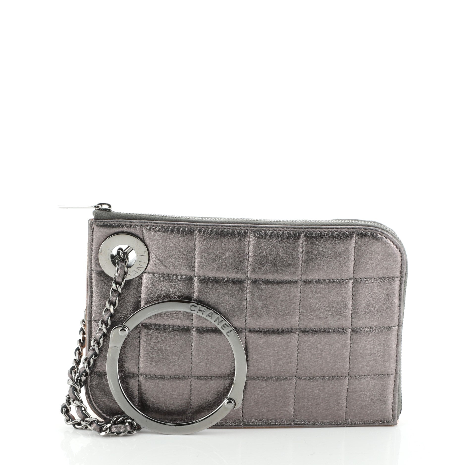 Chocolate Bar Handcuff Clutch Quilted Leather Small