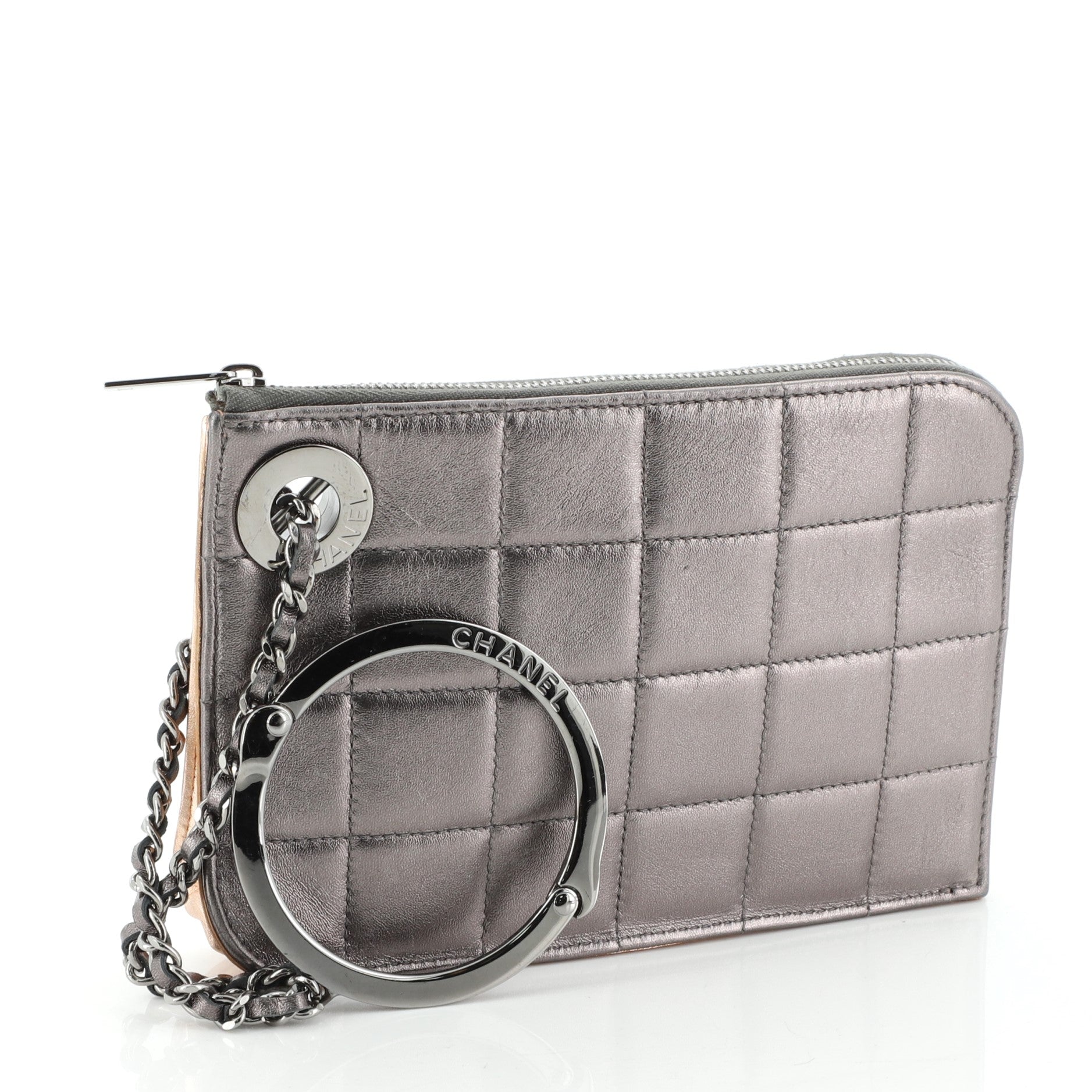 Chocolate Bar Handcuff Clutch Quilted Leather Small