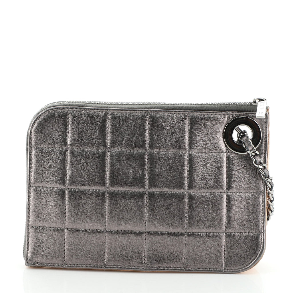 Chocolate Bar Handcuff Clutch Quilted Leather Small